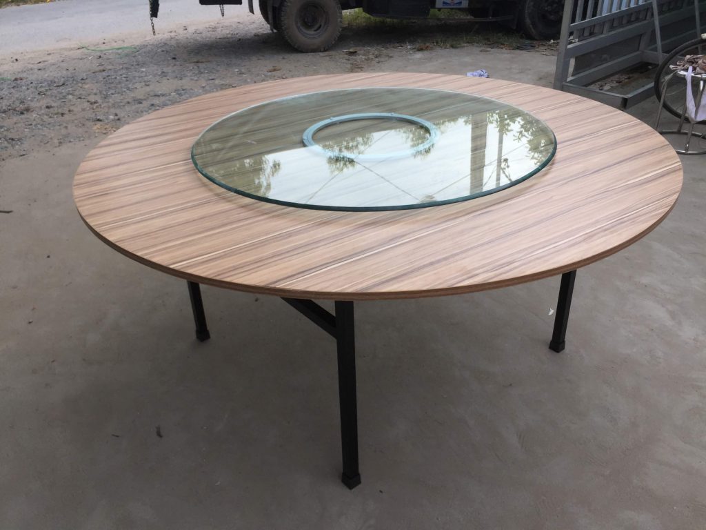 bàn tròn gỗ chân sắt sơn tĩnh điện